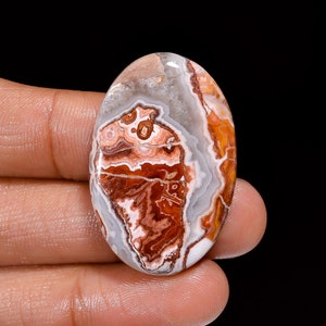 Natural Rosita Jasper Cabochon: Oval Gemstone (36X24X6 mm, 48.5 Ct.)