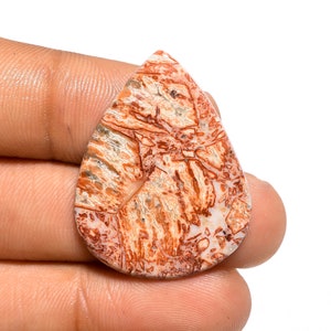 Amazing Top Grade Quality 100% Natural Leopard Skin Jasper Pear Shape Cabochon Loose Gemstone For Making Jewelry 14.5 Ct. 31X24X3 mm TG-2145