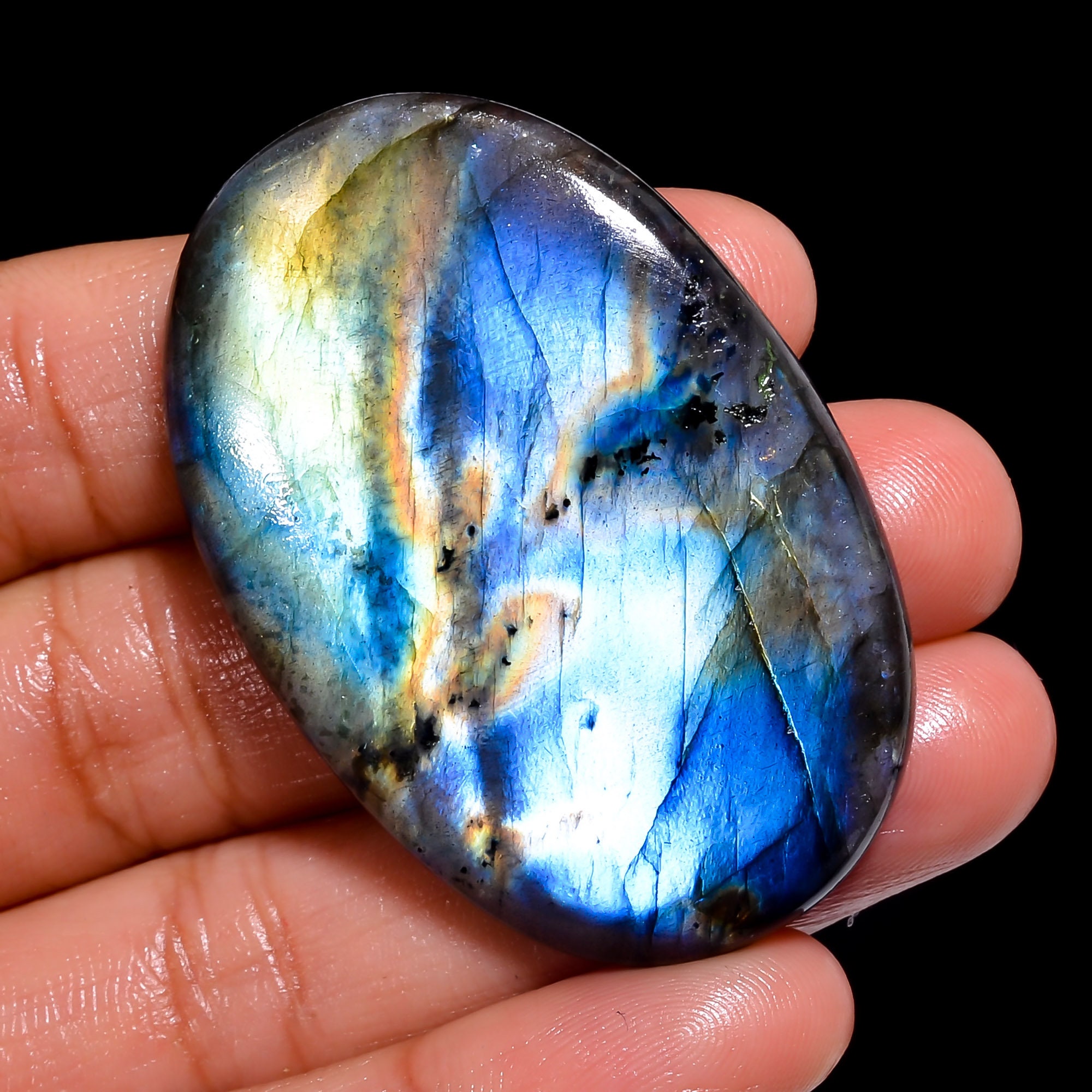 Beautiful Top Grade Quality 100% Natural Labradorite Oval Shape Cabochon Loose Gemstone For Making Jewelry 90 Ct 48X32X7 mm TG-909
