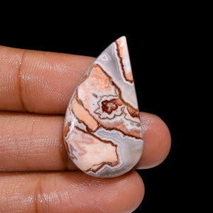 Natural Rosita Jasper Cabochon: Fancy Teardrop Gemstone (33x19x6 mm, 30.5 Ct)