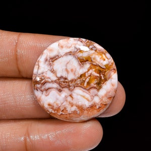 Natural Rosita Jasper Cabochon: Round Gemstone for Jewelry Making (28X28X5 mm)