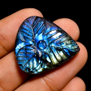 Attractive Top Grade Quality 100% Natural Labradorite Pear Shape Carved Loose Gemstone For Making Jewelry 46 Ct. 29X26X8 mm TG-1842
