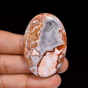 Natural Rosita Jasper Druzy Cabochon: Oval Gemstone (47X32X8 mm)