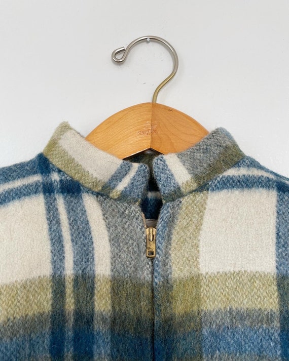 Vintage Plaid Wool Zip-Up Poncho