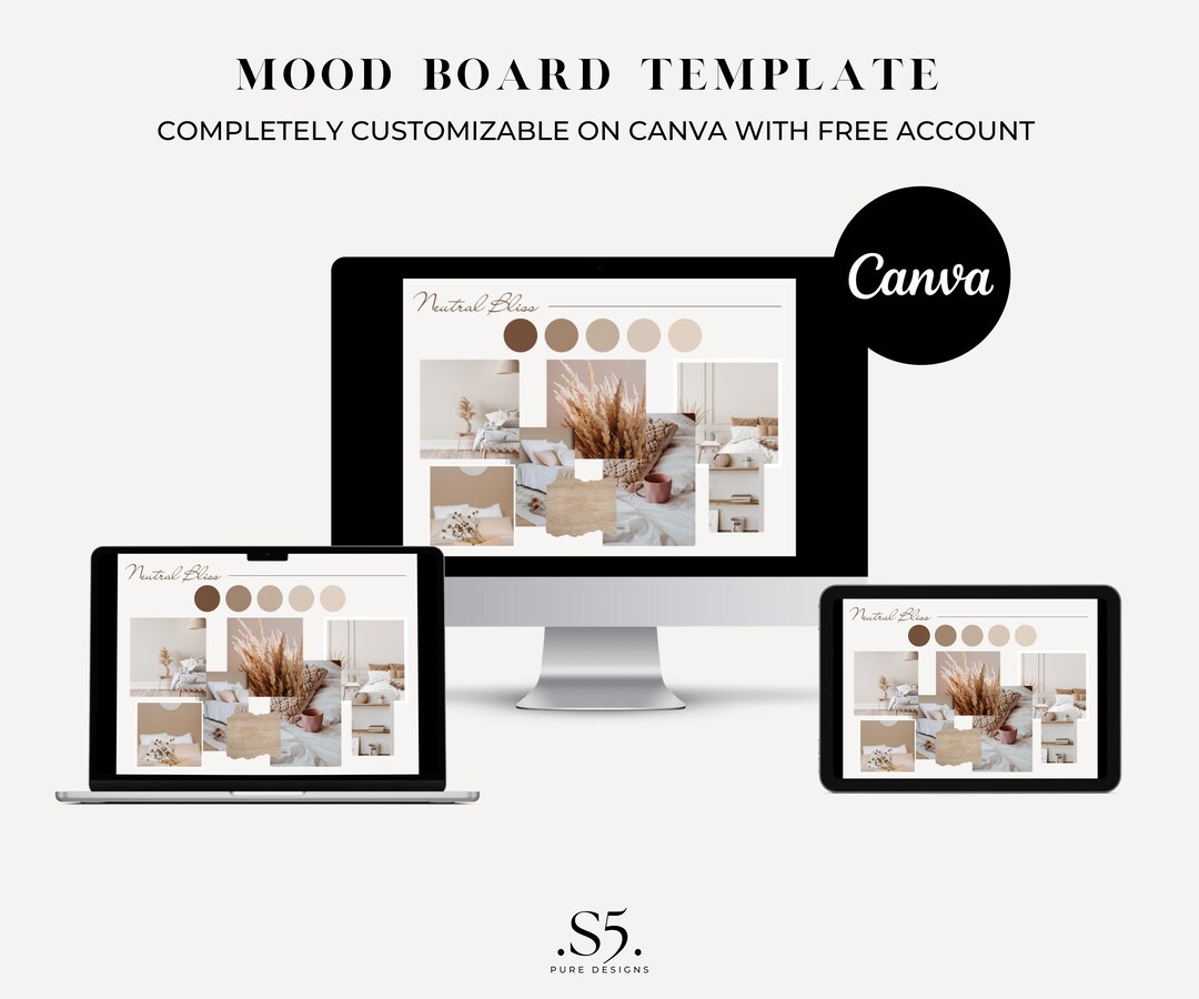 Mood Board Template Edit on Canva Interior Designers Design - Etsy