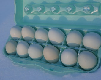 Blown out eggs for crafting, decoration - real chicken, natural blue shell