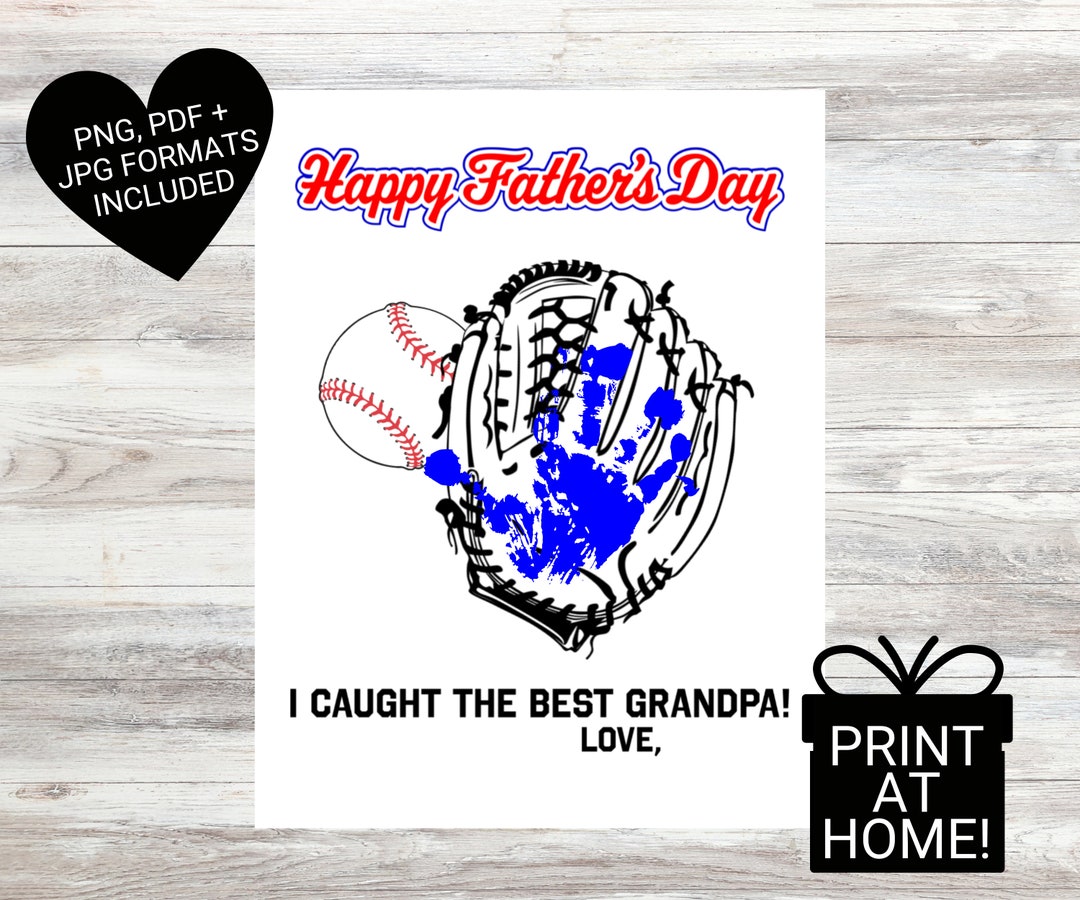 Baseball Themed Father's Day Card for Grandpa, Printable Art Craft for ...