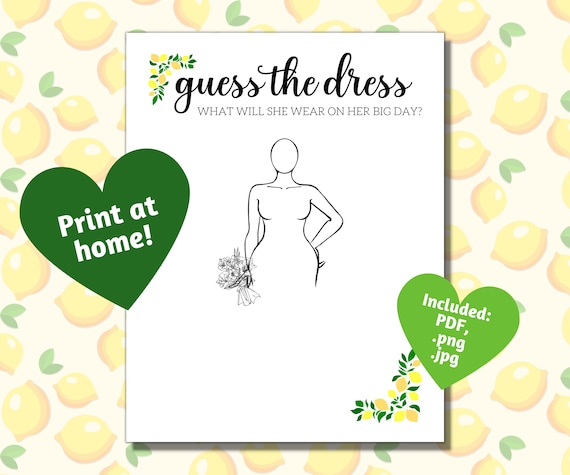 Lemon Themed Plus Size Guess the Dress Printable Curvy Girl Bridal Shower Game Bachelorette Party Game to Print at Home Digital Download Etsy Canada
