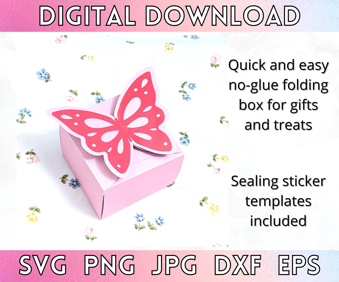 Butterfly Box SVG File Folding Box Template No Glue Cricut - Etsy