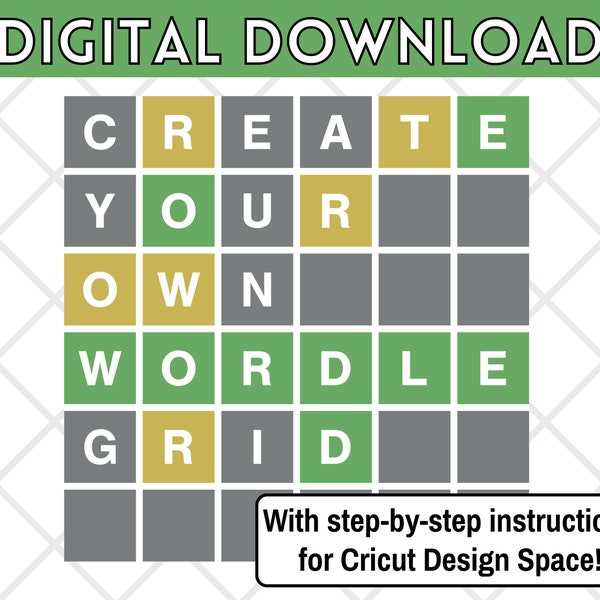 Wordle SVG, Make Your Own Wordle grid, create any message, perfect template for Wordle birthday card or gift, customized Wordle game