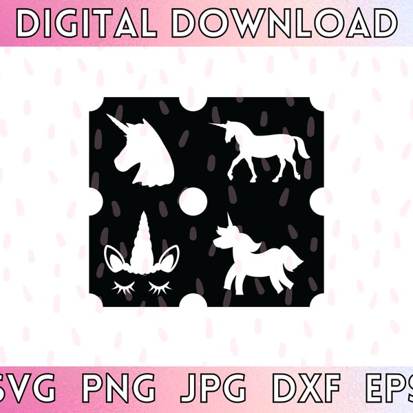 Unicorn Glitter Tattoo Stencil SVG, digital download file and instructions to make your own stencils on Cricut and Silhouette, DIY tattoos