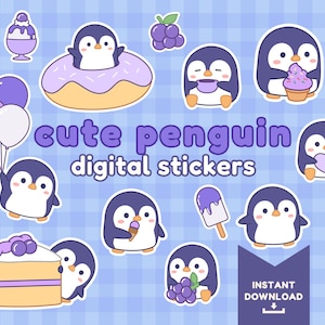 Niedliche Pinguin digitale Aufkleber - entzückende Kawaii PNG für Goodnotes, Planer & Journals, perfekt für kreatives Organisieren