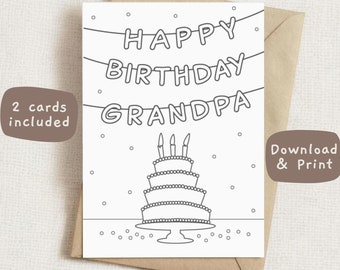 Grandpa Birthday Card: Printable Coloring Page (PDF)