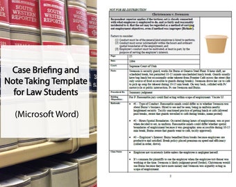 Law School Case Brief Vorlage für Jurastudierende in Microsoft Word Fillable