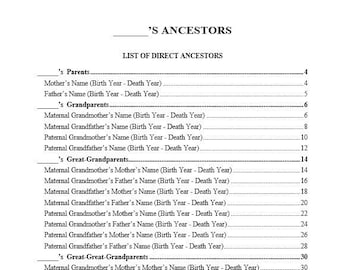 Customizable Microsoft Word Template for Family History Research and Genealogy