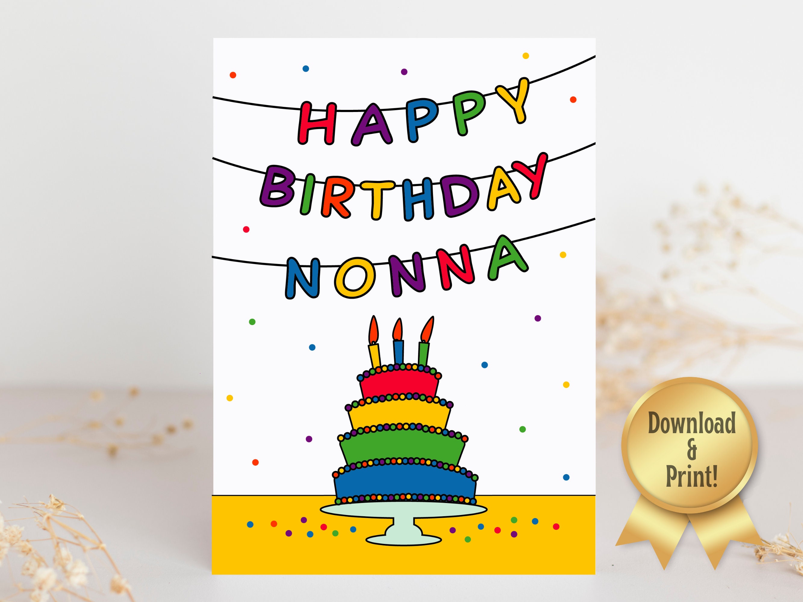 Nonna Birthday Card Birthday Nonna Card Nonna Color Card Printable Card