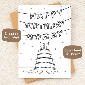 Mama verjaardagskaart Verjaardag mama kaart Mama kleurenkaart Afdrukbare kaart kleur mama afdrukbare mama kleurkaart Download kleurplaat mama