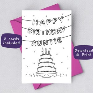 Tante Geburtstagskarte für Tante Geburtstag Tante Farbkarte Druckbare Karte Farbe Tante Druckbare Tante Färbung Karte Tante Download