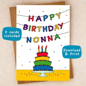 Printable Nonna Birthday Card Birthday Nonna Card Nonna Printable Card Birthday Nonna Download Nonna Instant Download Card Instant Download