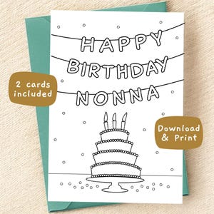 Nonna Birthday Card Birthday Nonna Card Nonna Color Card Printable Card Color Nonna Printable Nonna Coloring Card Download Coloring Nonna