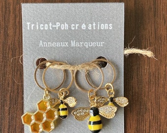 Lot d’anneaux marqueur abeilles pour tricot fait main