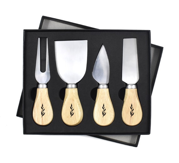Charcuterie Cheese Knife Set With Berry Leaf & Gift Box Etsy
