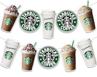 Instant Download- Starbucks Banner- Starbucks Birthday Banner- Starbucks Coffee Party- Starbucks PRINTABLE