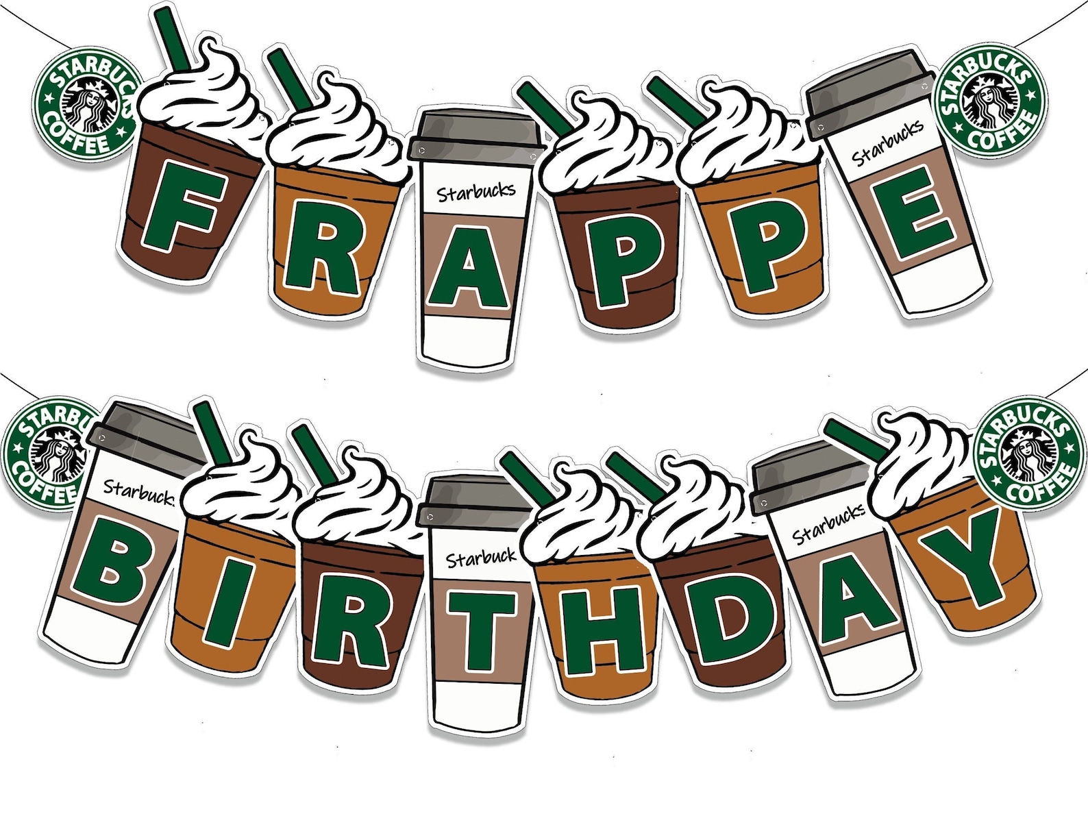 Instant Download Starbucks Banner Starbucks Frappe Birthday - Etsy