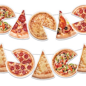 Instant Download- Pizza Banner- Pizza Party Birthday Banner- Pepperoni & Cheese Party Decor- Pizza Slice PRINTABLE
