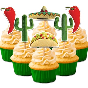 Instant Download- Taco Cupcake Toppers- Taco Fiesta Party Birthday Cake Toppers- Mexican Theme Party Decor- Taco PRINTABLE