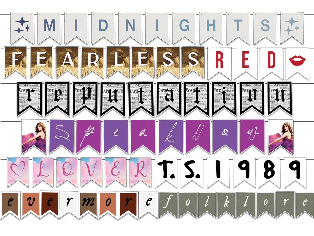 Instant Download 10 Taylor Swift Banners 10 Taylor Swift Birthday Banners Eras Theme Party Decor
