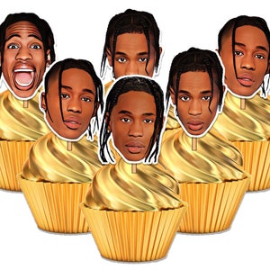 Natychmiastowe pobranie - ozdoby na babeczki Travisa Scotta - ozdoby na tort urodzinowy Travisa Scotta - dekoracje na imprezę Astroworld DIY - Travis Scott DO DRUKU