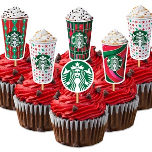Sofortiger Download - Starbucks Urlaub Cupcake Toppers - Geburtstag Cake Toppers - Starbucks Kaffee Party - Starbucks Weihnachten DRUCKBAR