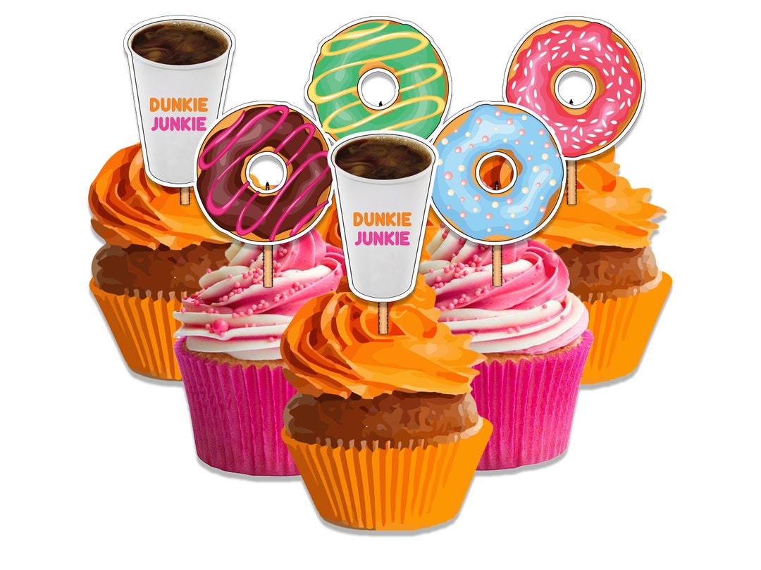 Instant Download Dunkin Donut Inspired Cupcake Topper Dunkie Junkie