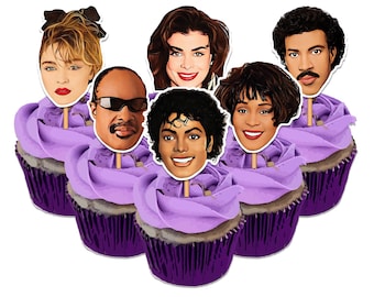 Instant Download- 80s Icon Cupcake Toppers- 1980s Music Birthday Cake Toppers- 80s Theme Party- Retro PRINTABLE