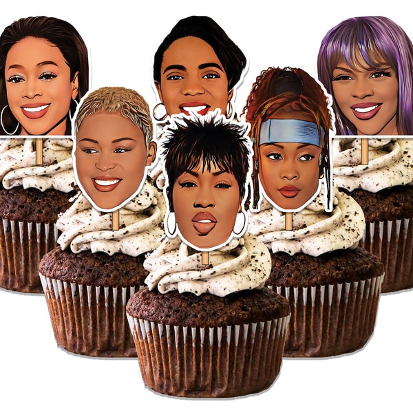 Instant Download- Female Rap Legends Cupcake Toppers- 90s 2000s Rapper Birthday Cake Toppers- Hip Hop Party- Female Rappers PRINTABLE