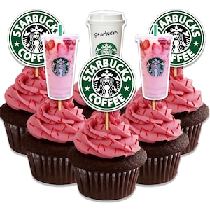 Instant Download- Pink Drink Starbucks Cupcake Toppers- Starbucks Birthday Cake Toppers- Starbucks Coffee Party- Starbucks PRINTABLE