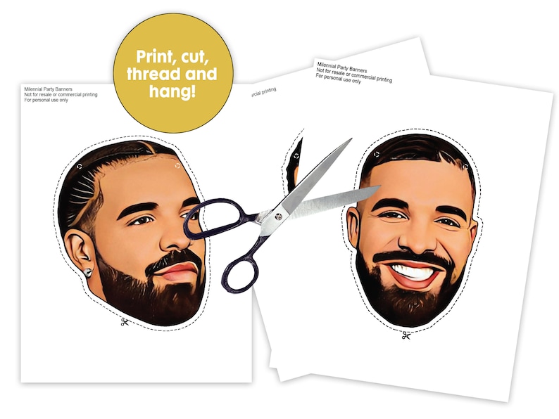 Direkt nedladdning - Drake festbanderoll - Drake födelsedagsbanderoll - DIY OVO Drake festdekor - Drake utskrivbar bild 2