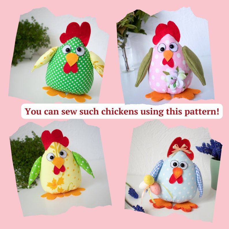 Chicken Easy Sewing Pattern PDF DIY Easter Ornament Do It Yourself
