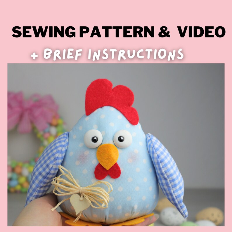 Chicken Easy Sewing Pattern PDF DIY Easter Ornament Do It Yourself