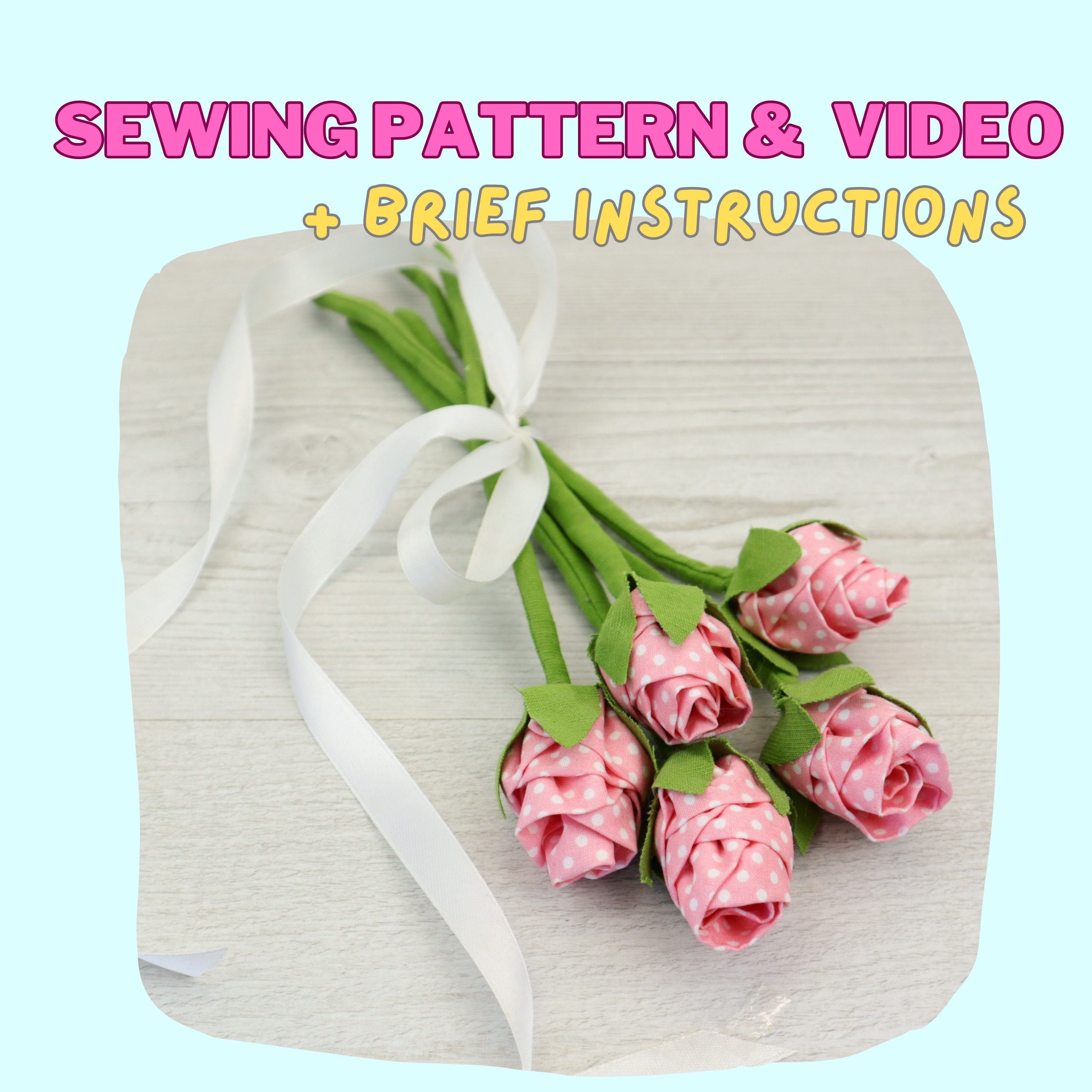 Flower Sewing Pattern Fabric Rose Easy DIY Etsy