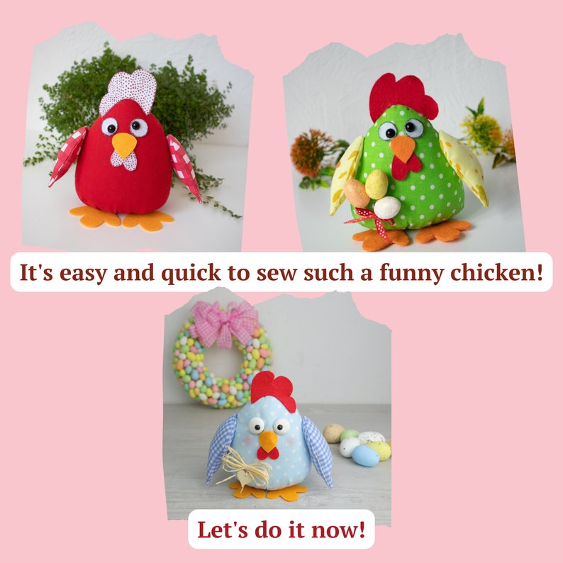 Chicken Easy Sewing Pattern PDF DIY Easter Ornament Do It Yourself