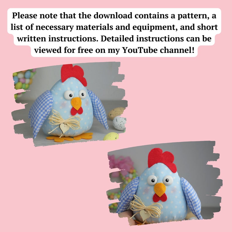 Chicken Easy Sewing Pattern PDF DIY Easter Ornament Do It Yourself