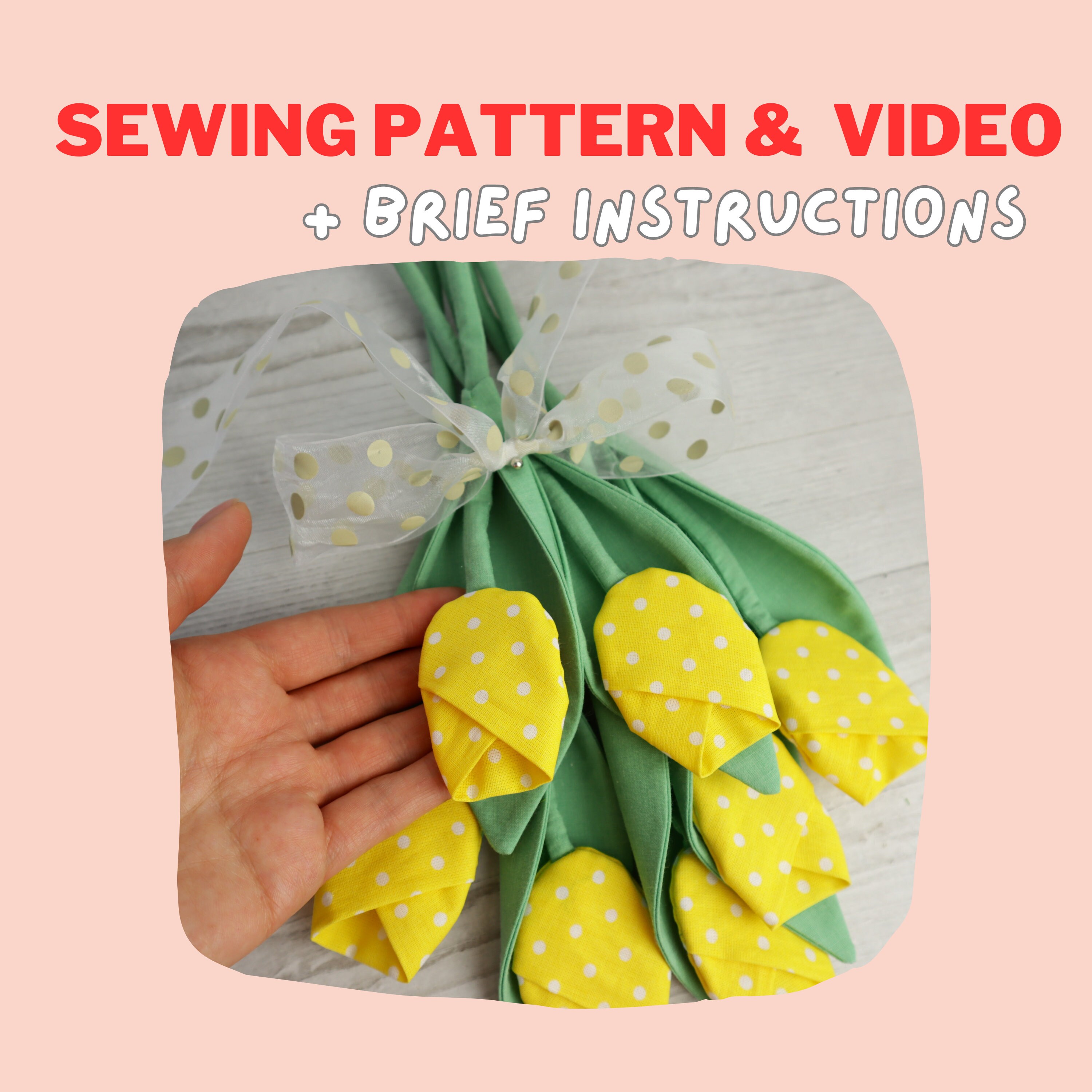 Flower Sewing Pattern Fabric Tulips Easy DIY Etsy