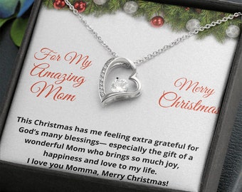 Christmas Gift For Mom, Necklace, Heart Shaped Pendant, Jewelry, White Gold, Christian, Faith Based