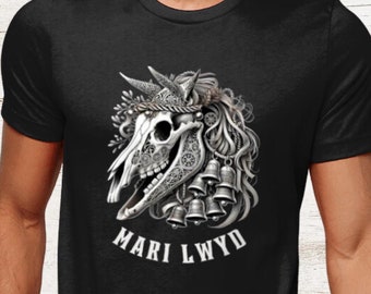 Mari Lwyd Horse Skull T-Shirt: Welsh Folklore Gothic Tee