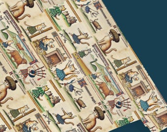 Scottish Cats Wrapping Paper Roll – Highland Medieval Art Giclée Print
