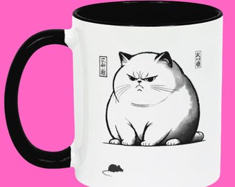 Caneca de Gato Mal-humorado: Arte Japonesa Ukiyo-e, Presente Engraçado para Amantes de Gatos