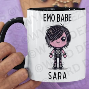 Gepersonaliseerde emo-babemok of -onderzetter: grappig gothiccadeau