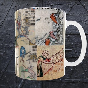 Medieval Rabbit Mug: Quirky Bestiary Art, Historical Gift